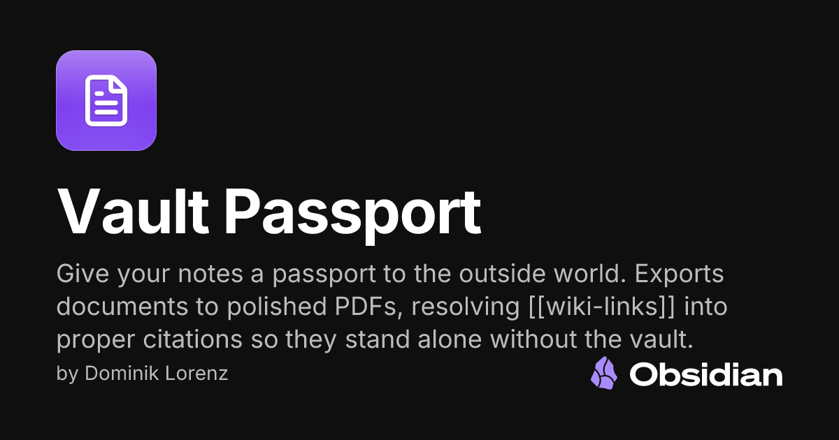 Vault Passport - Obsidian Plugin