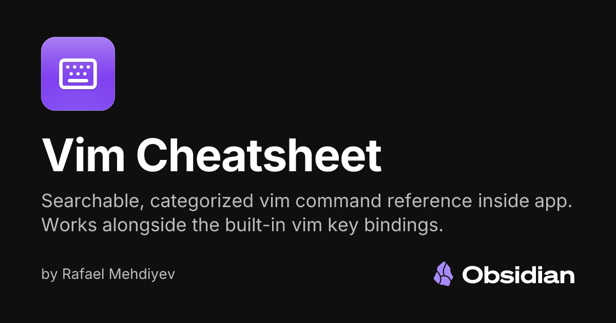 Vim Cheatsheet - Obsidian Plugin